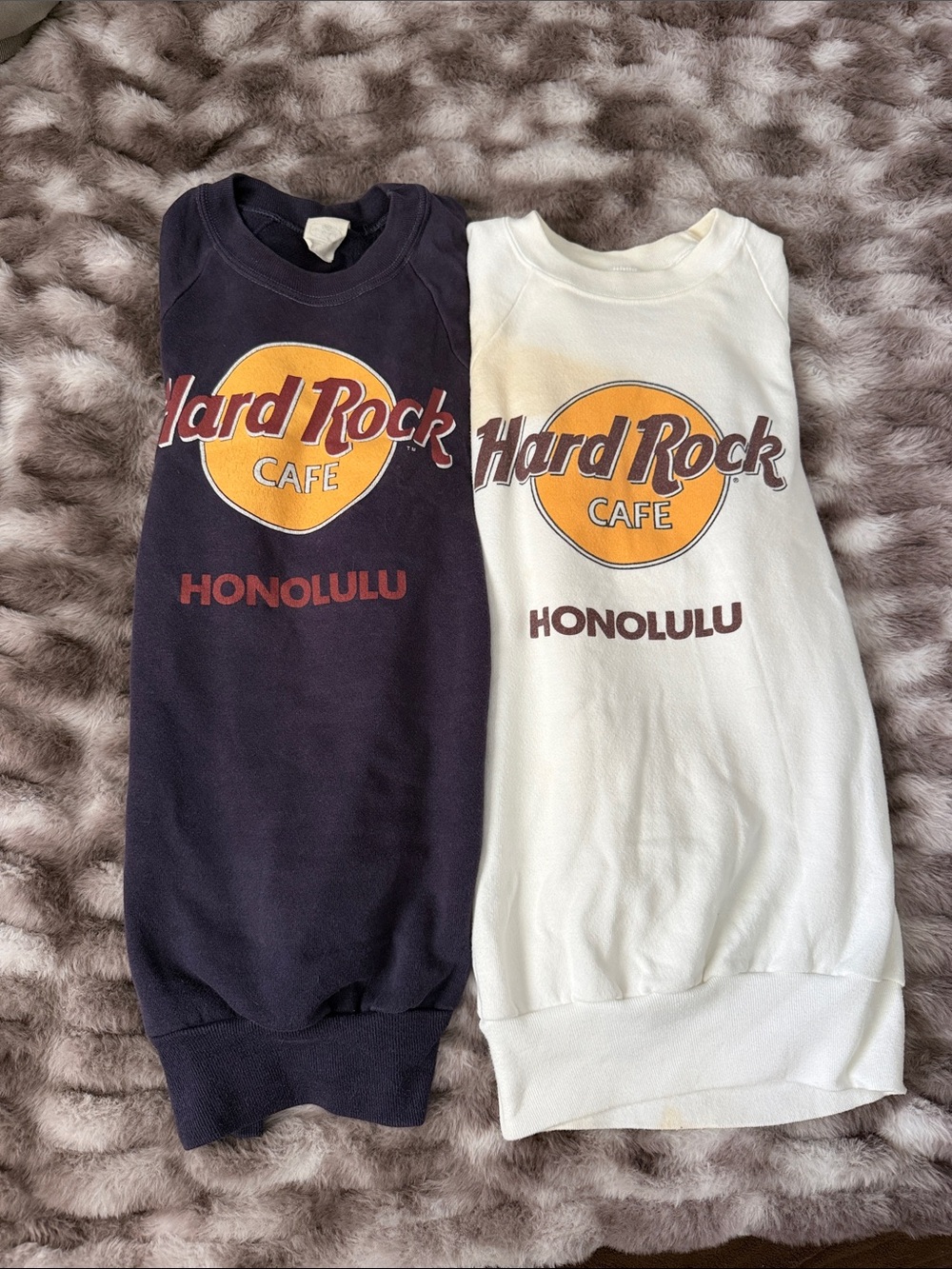 Hard Rock Cafe Honolulu Sweatshirts - Navy & White with Orange Logo